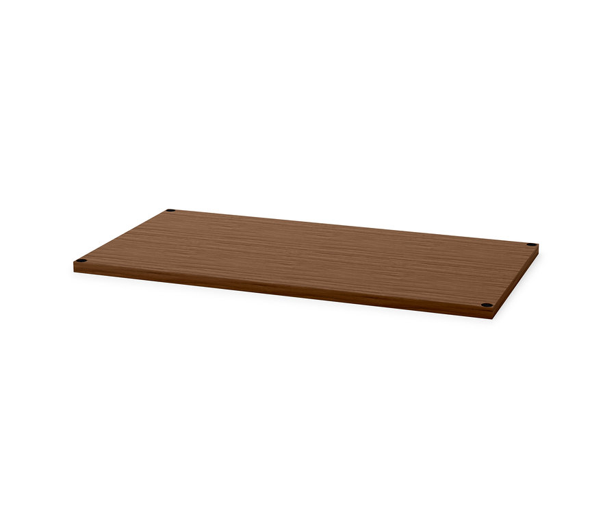 Nahaufnahme einer »CN3« Deckplatte mit Echtholzfurnier, Nussbaumoptik, Breite 77 cm.