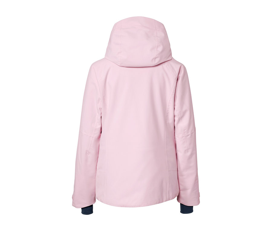 Rückansicht der roséfarbenen Skijacke.