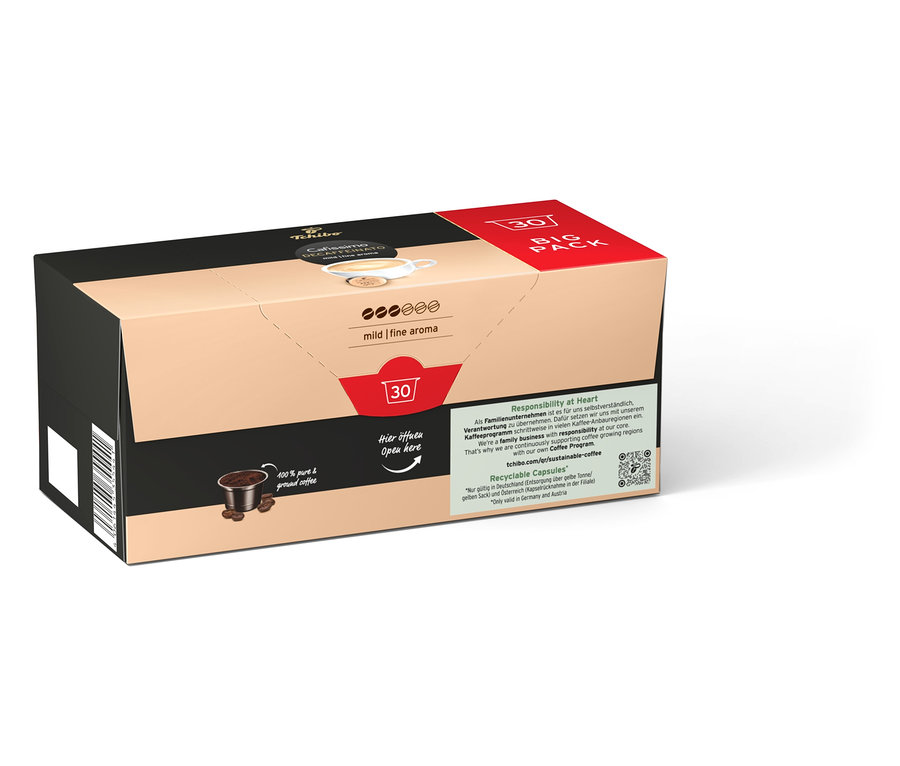 Packung Cafissimo Decaffeinato mit 30 Kapseln.