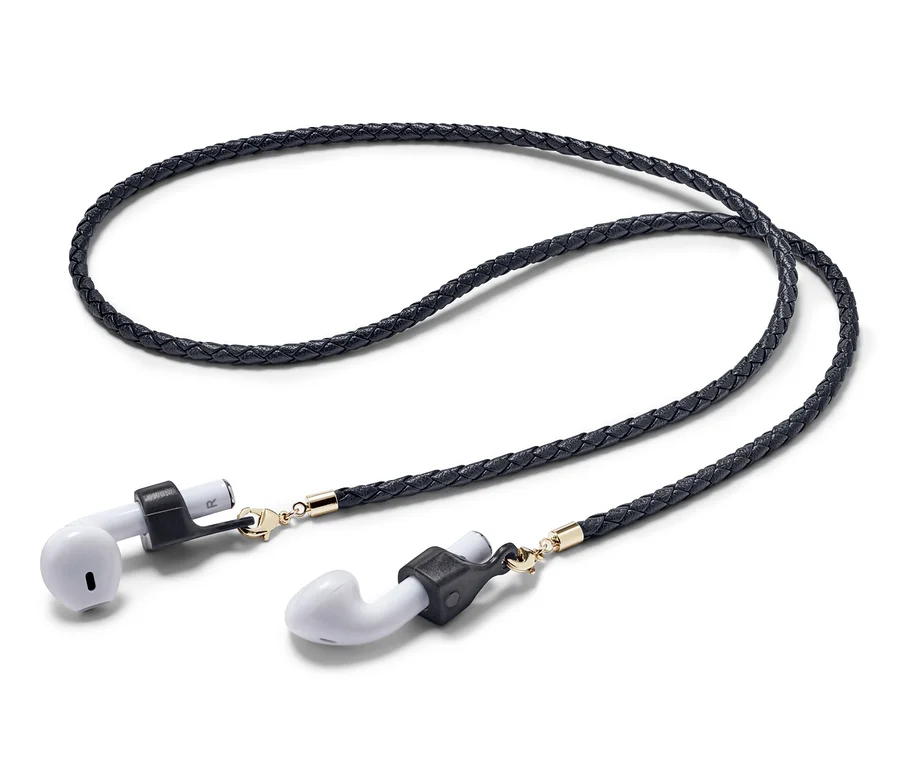 Schwarze Multifunktionskette für In-Ear-Kopfhörer.