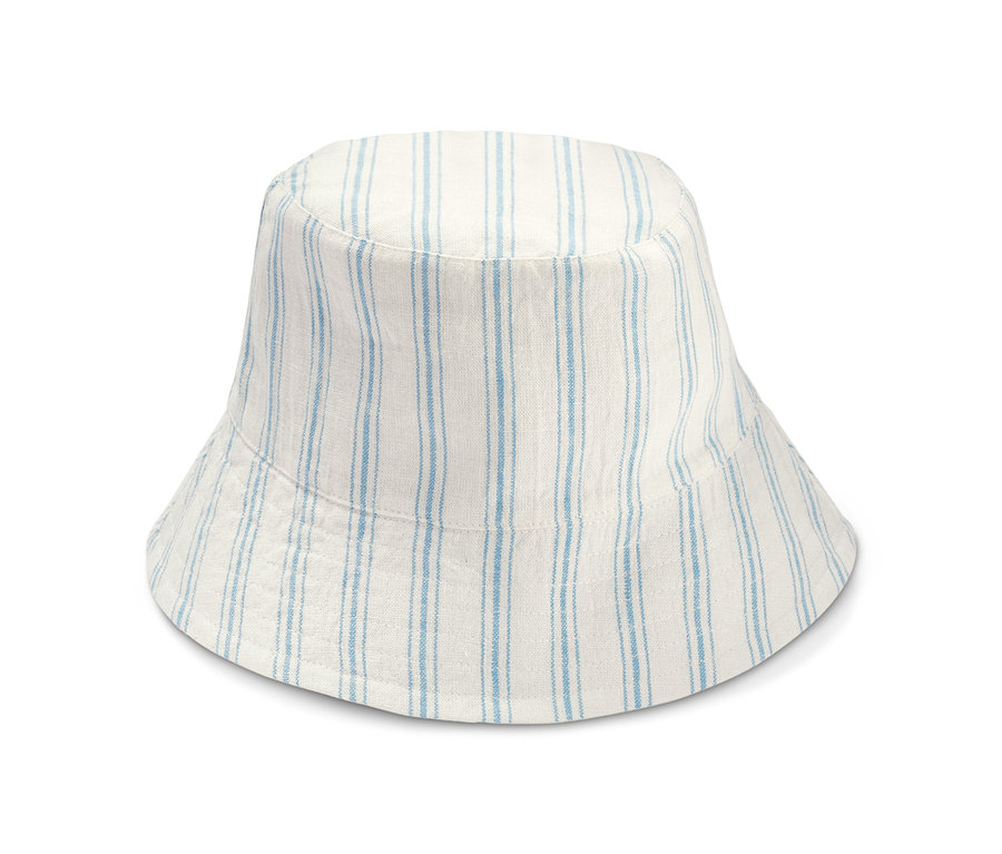 Gestreifter Bucket-Hat mit Wendefunktion.