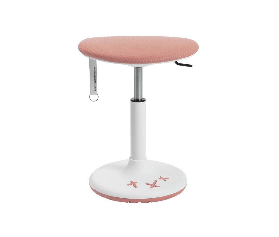 Rosa Topstar Kinderhocker XStool 20 vor weißem Hintergrund.