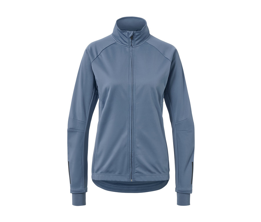 Hellblaue Fahrrad-Funktionsjacke mit Reißverschluss.