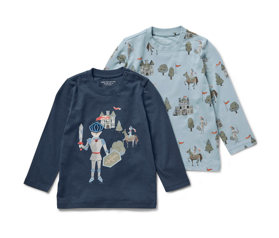 Zwei Kinder-Langarmshirts, Ritter.