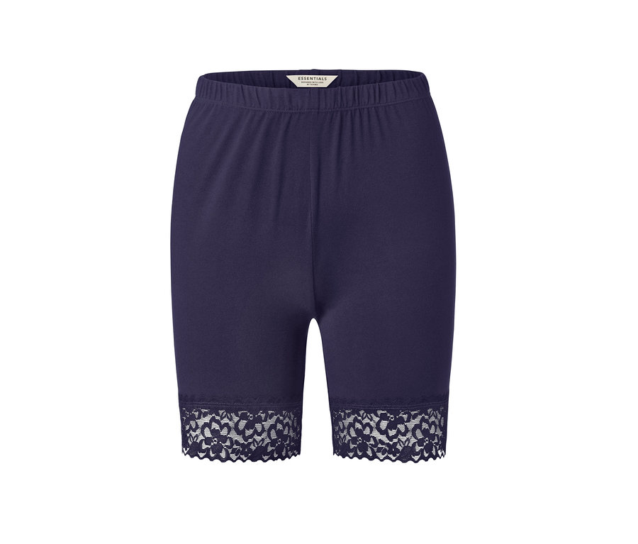 Dunkelblaue Radlershorts mit Spitzenborte.