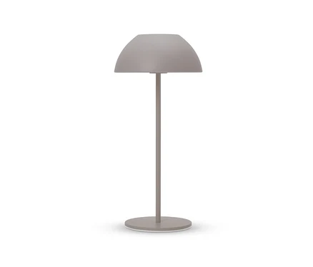 Eine graue Lampe auf weißem Hintergrund.