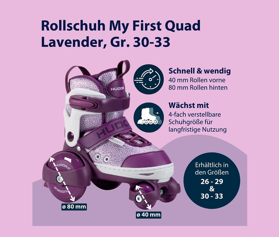 Lila HUDORA Rollschuhe »My First Quad«, Gr. 26–29.
