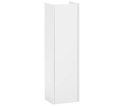 Weißer Hochschrank auf weißem Hintergrund.