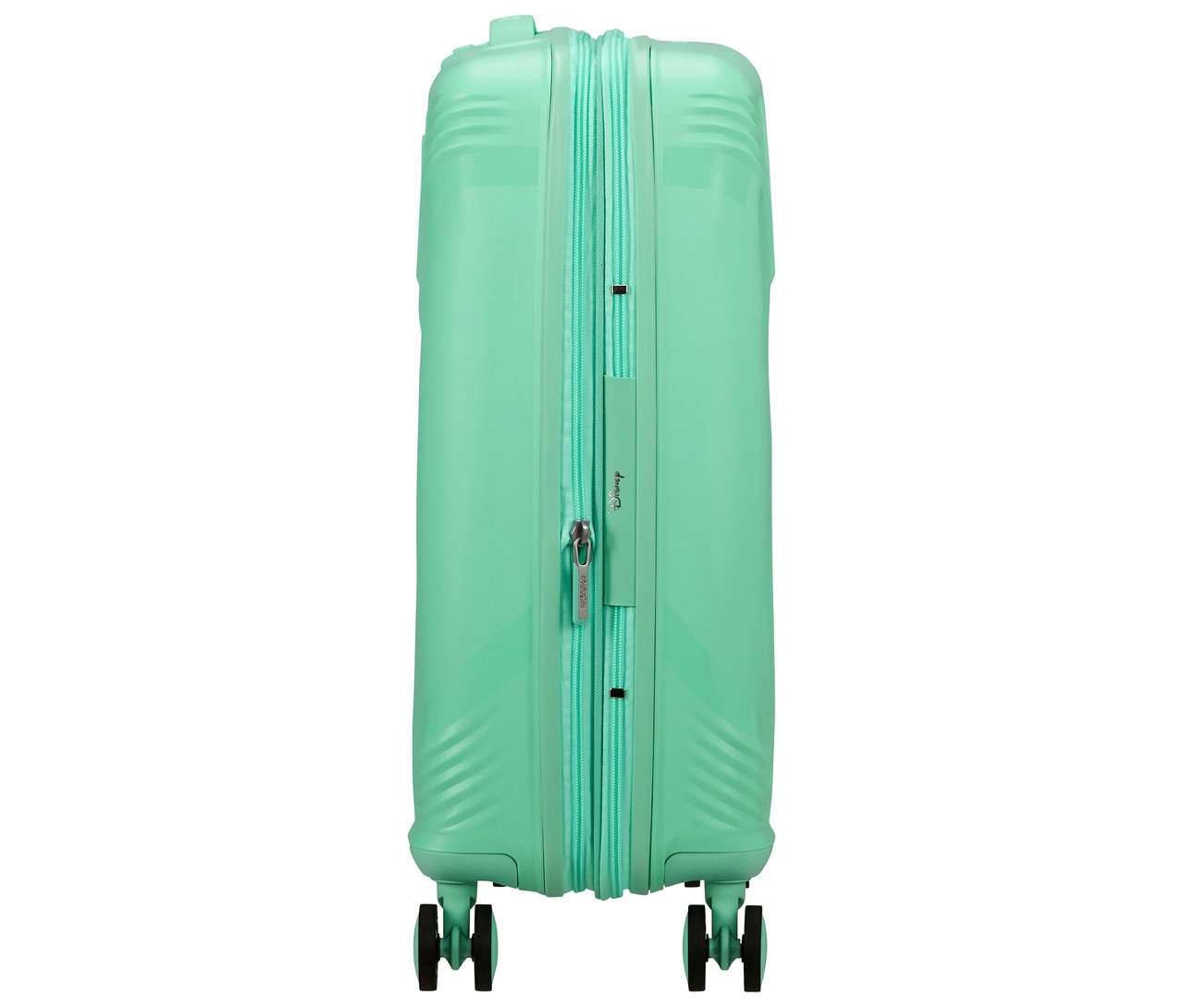 American Tourister Mickey Magic Trolley, mintfarben, mit Reißverschluss und Rollen.