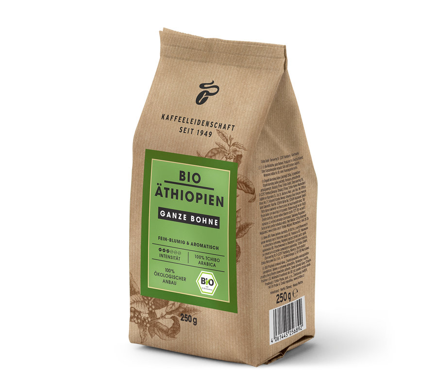 Eine Packung Bio Äthiopien - 250 g Ganze Bohne.