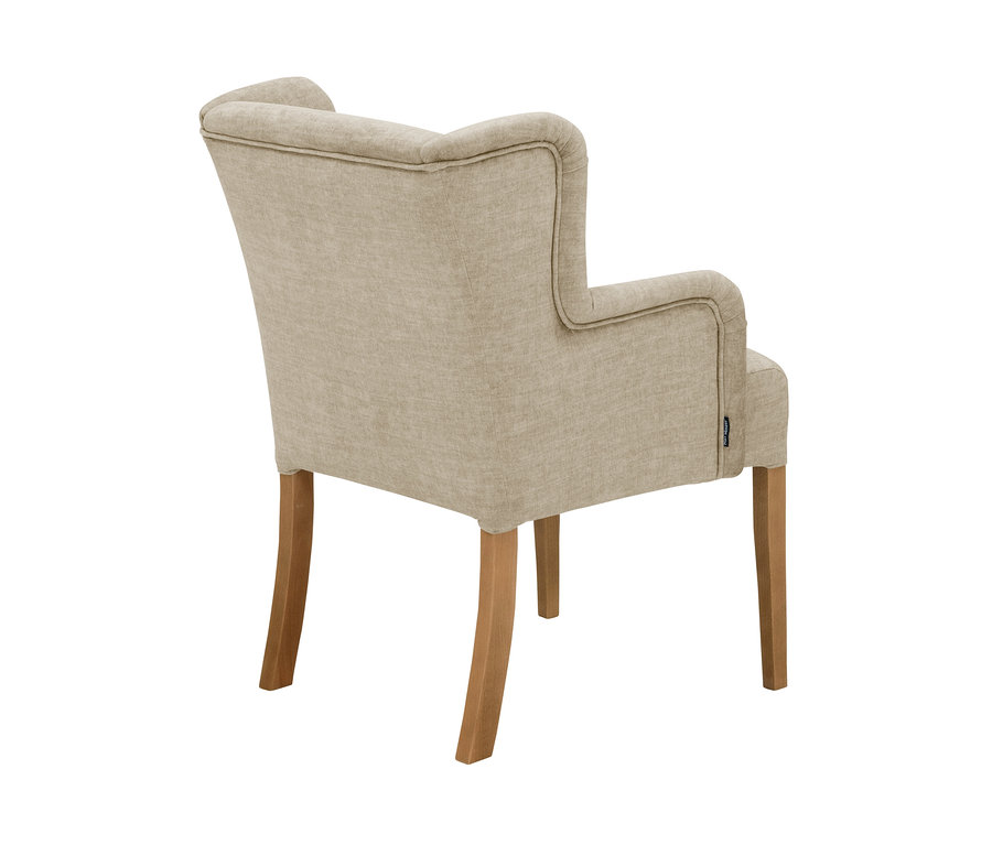 Rückansicht von Polsterstuhl »Hendrick« mit Armlehne, beige, mit Holzbeinen.