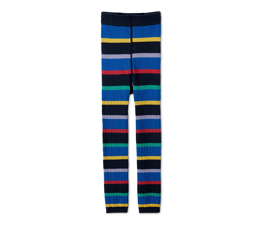 Zwei gestreifte Strickleggings.