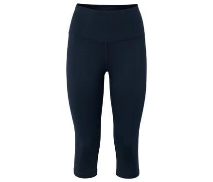 Marineblaue Leggings in Knielänge.