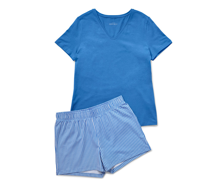 Blaues Shorty-Pyjama-Set.