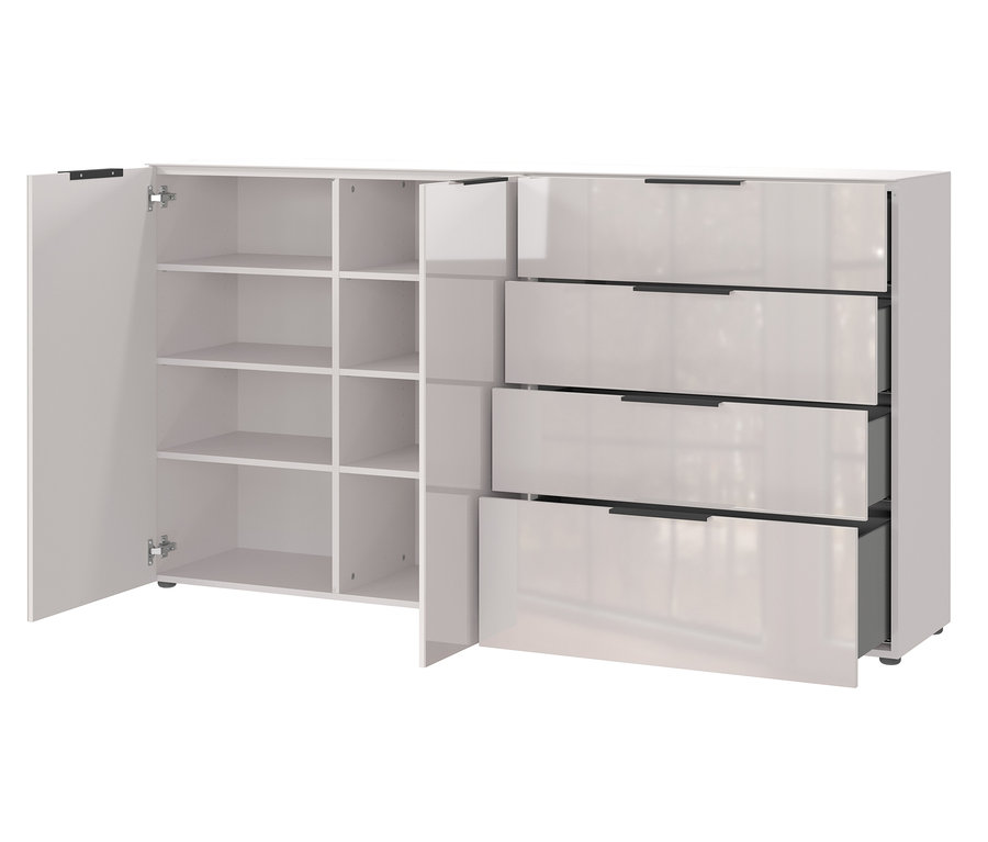 Weißes Sideboard »Oakland« mit zwei Türen und vier Schubladen.