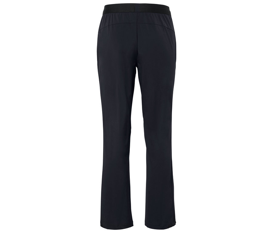 Dunkelblaue Hose mit Gummibund, Rückansicht.