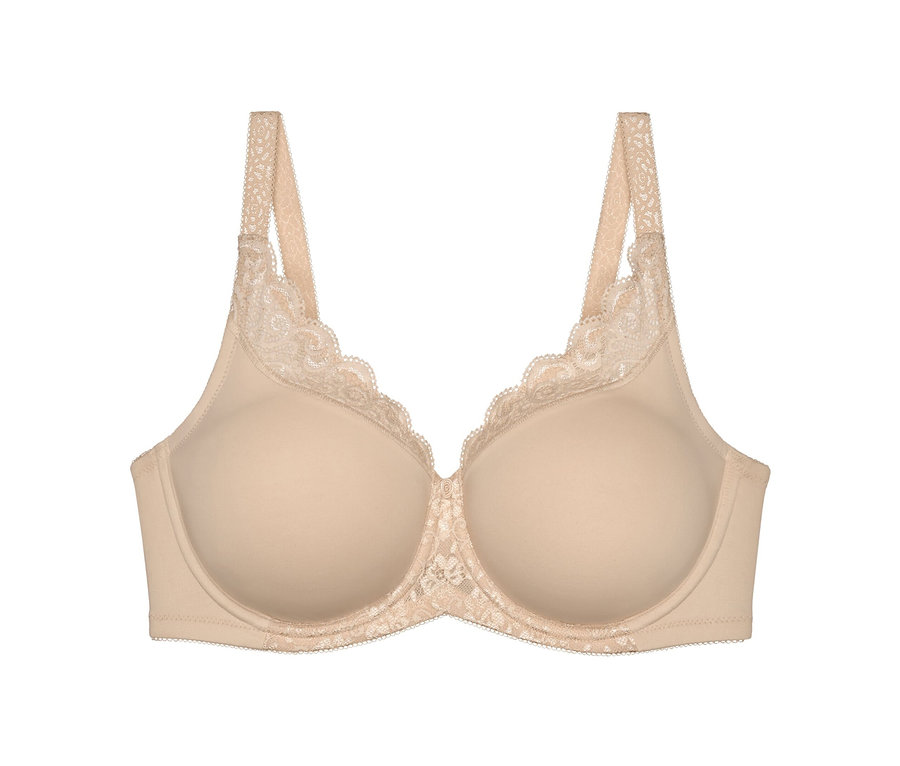 Hautfarbener Triumph Amourette Minimizer-BH mit Spitze.