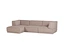 Beigefarbenes L-förmiges Ecksofa mit Chaiselongue auf der linken Seite, aus strukturiertem Stoff und modularem Design.