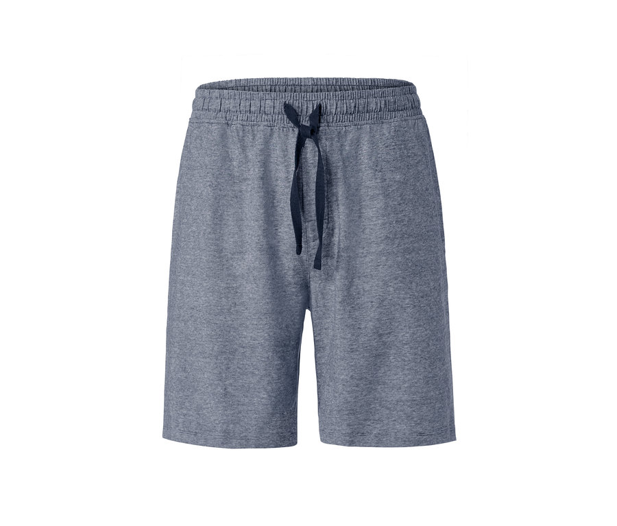 Blaue Schlafshorts mit Kordelzug.