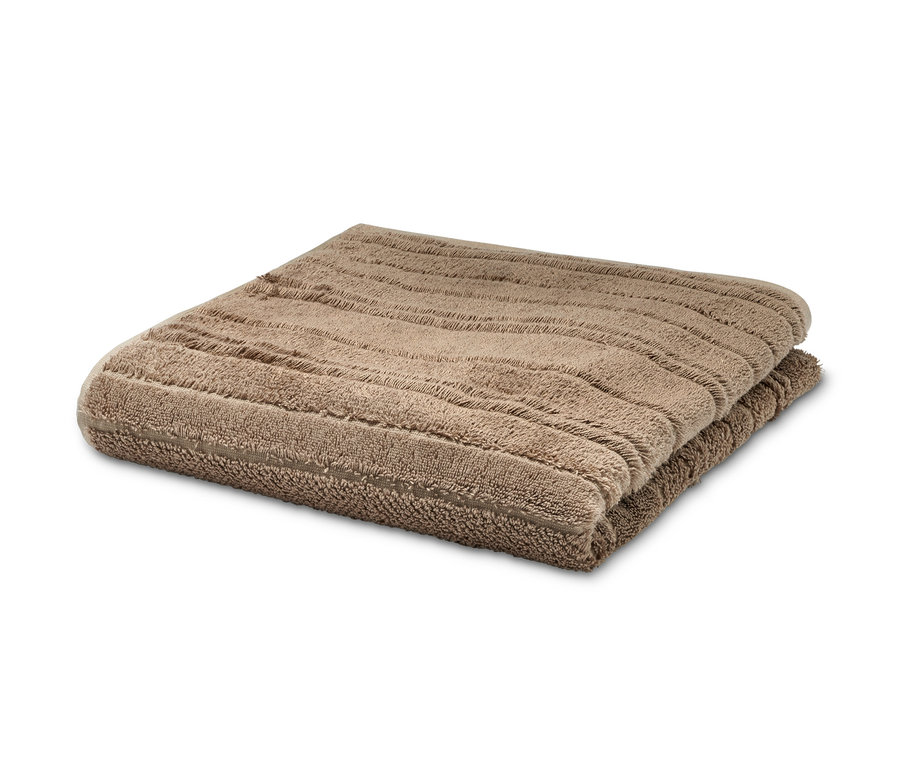 Gefaltetes Premium-Badetuch mit Strukturmuster, beige.