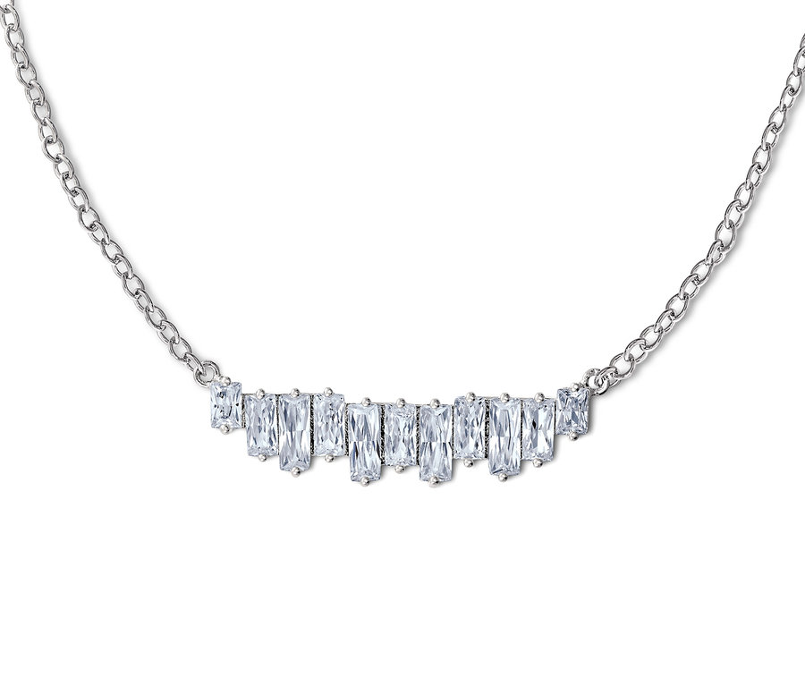 Kette, rhodiniert, mit Zirkonia auf weißem Hintergrund.