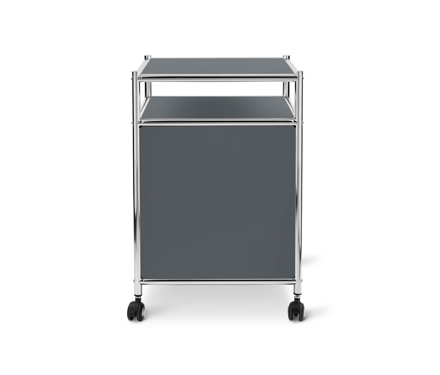 Grauer Rollcontainer Metall »CN3« mit Klappe.