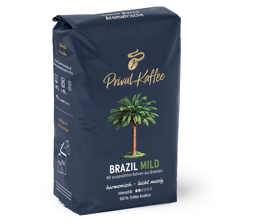 Packung Privat Kaffee Brazil Mild - Ganze Bohne.