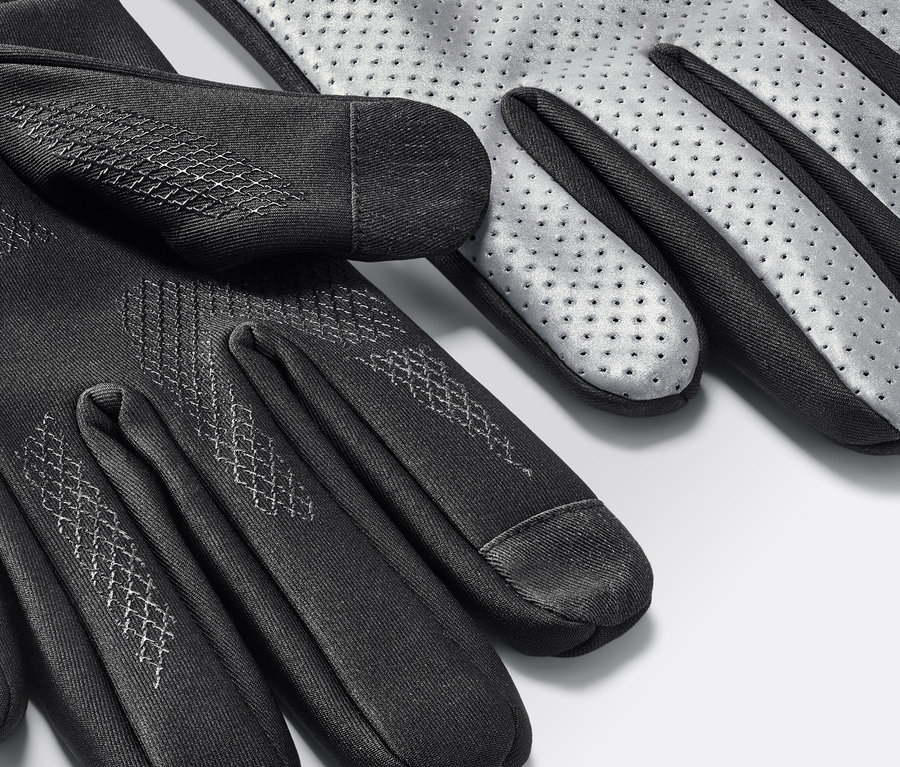 Detailaufnahme von Windprotection-Handschuhen.
