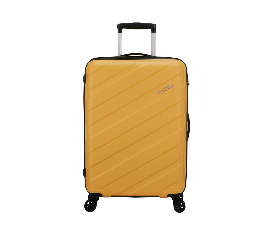 Mittelgroßer gelber American Tourister »Jetdriver 3.0« Koffer mit Teleskopgriff.