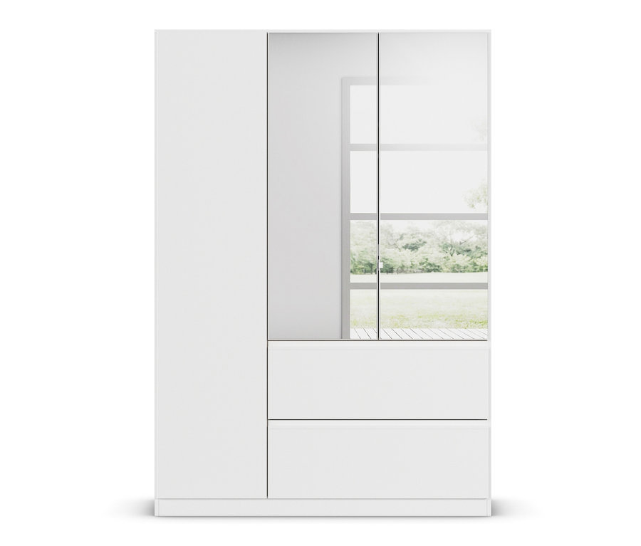 Weißer Drehtürenschrank »Joel« mit Spiegel.