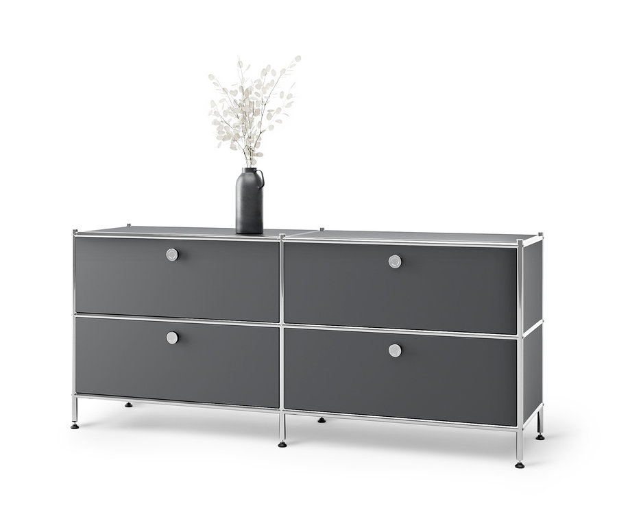 Graues Lowboard Metall »CN3« mit 4 Schubladen.