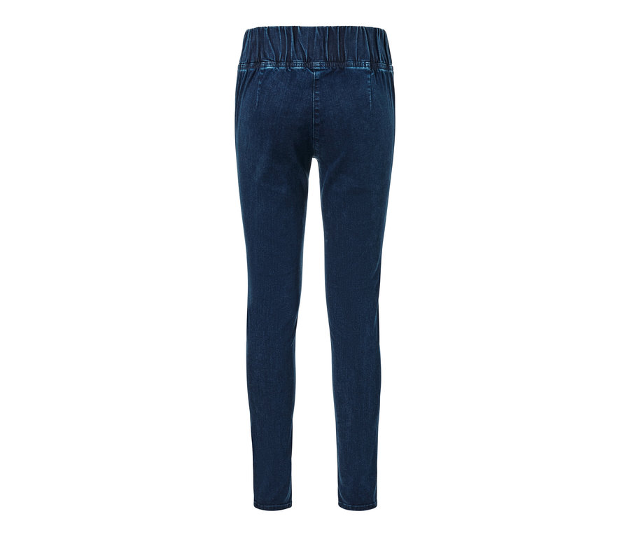 Rückansicht einer High-Waist-Denim-Leggings.