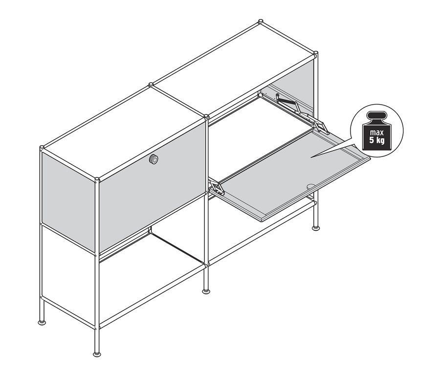 Illustration eines weißen, grauen und schwarzen Klappenergänzungs-Sets Metall »CN3«.