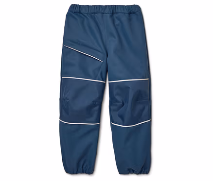 Blaue Hose mit reflektierenden Details auf weißem Hintergrund.