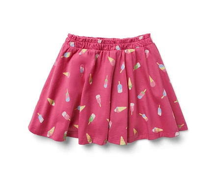Pinkfarbener Kinder-Jerseyrock mit Hose, Eis-Print.