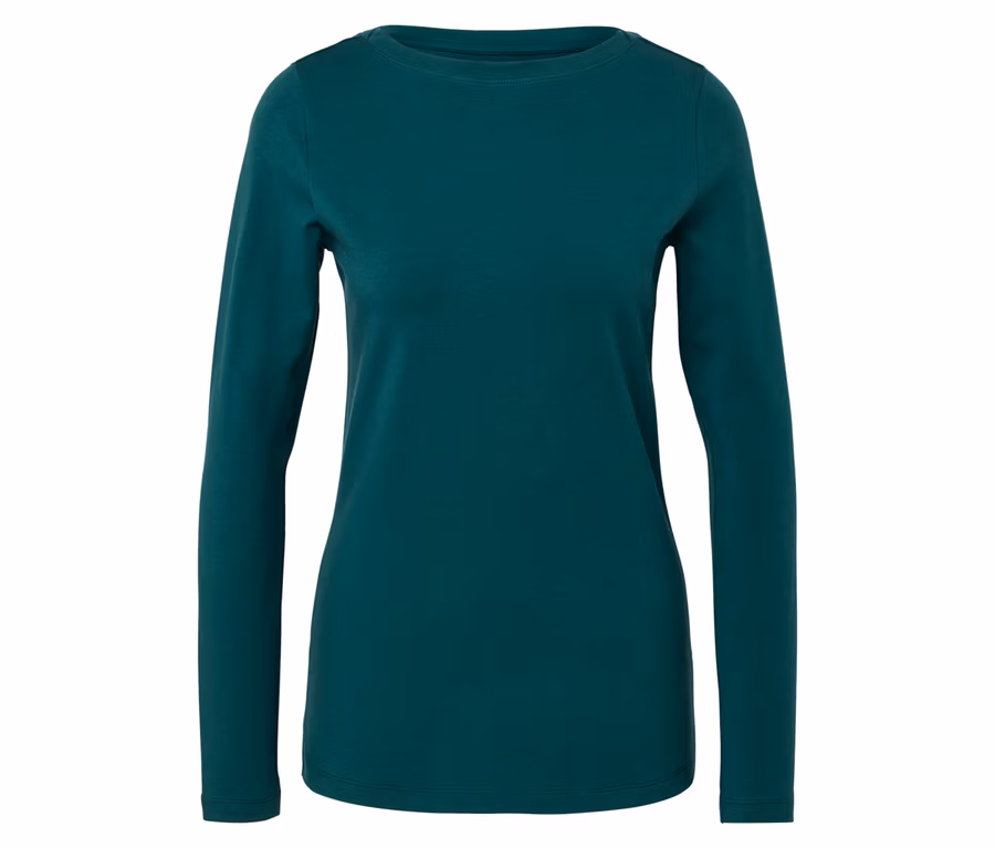 Petrolfarbenes Langarmshirt.