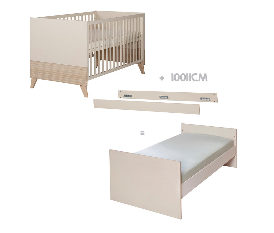 Babybett roba Set »Sidney« 2-teilig, Kaschmir, mit Umbausatz zum Juniorbett.
