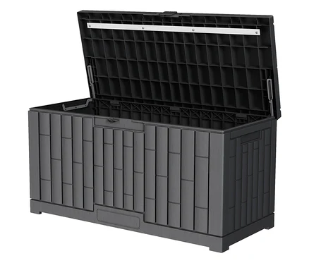 Geöffnete graue Kunststoff-Kissenbox, 300 l.