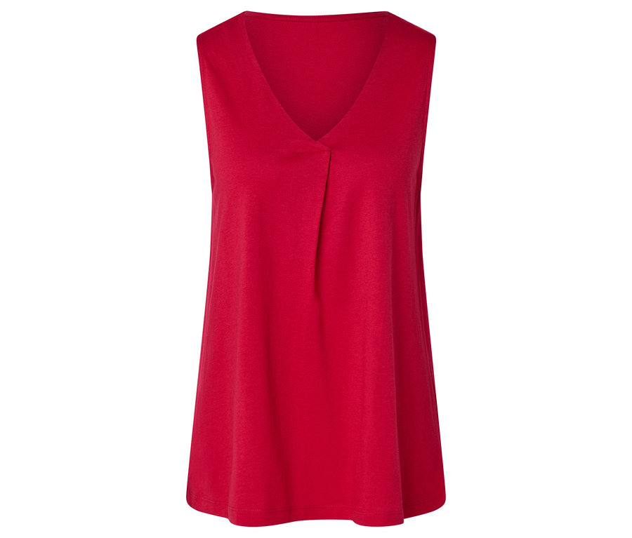 Rotes ärmelloses V-Ausschnitt-Top.