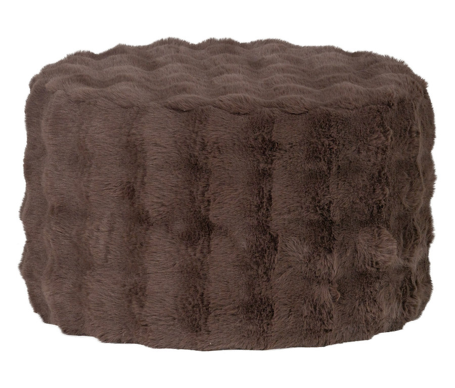 Brauner, fellartiger Hocker.