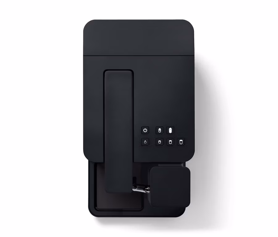 Schwarze Qbo MILK MASTER Velvet Black Kaffeemaschine.