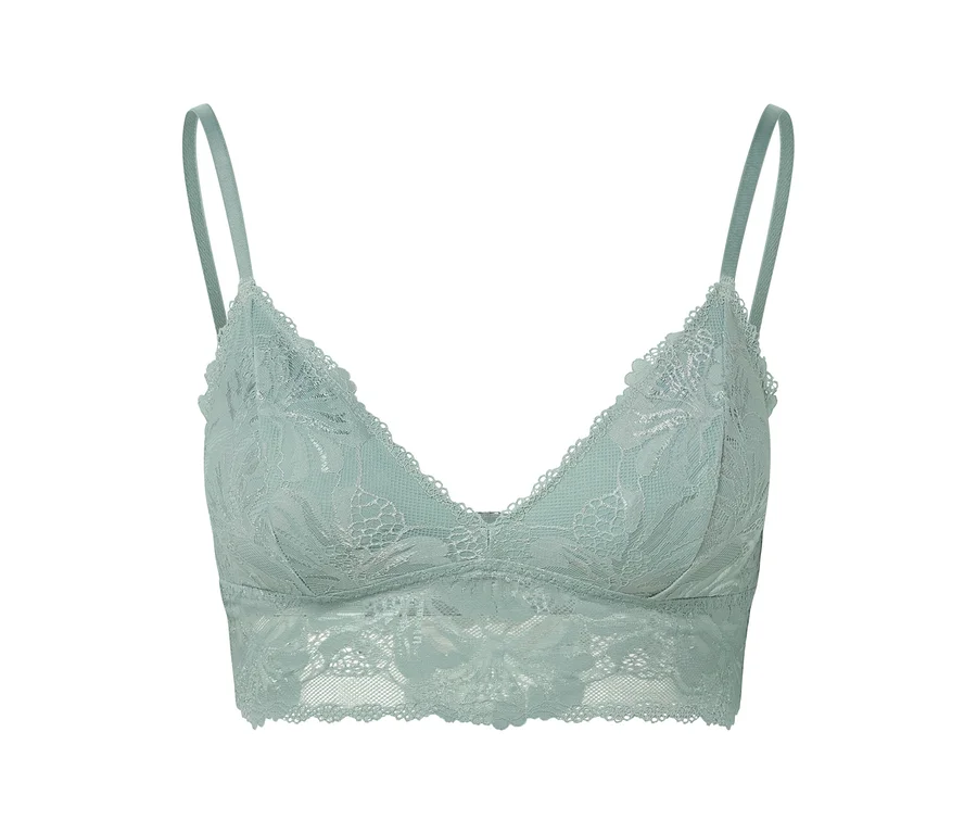 Hellblaues Spitzen-Bustier mit Spaghettiträgern.