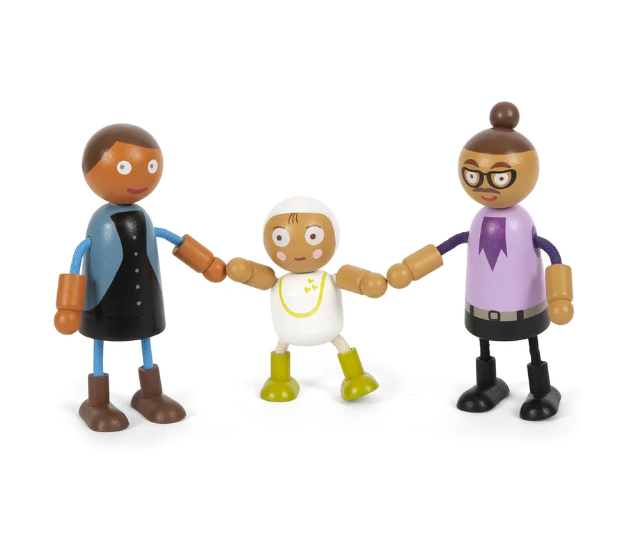small foot Biegepuppen-Familie mit Baby.