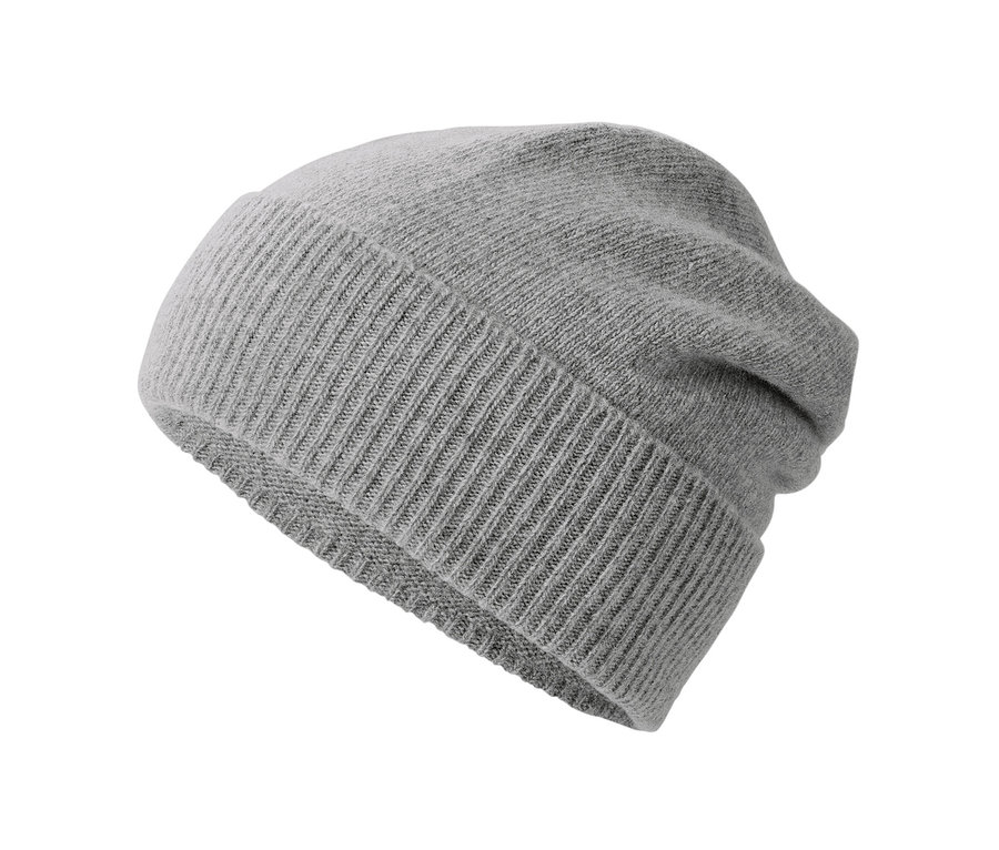 Graue Strickmütze mit Cashmere.
