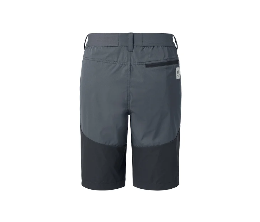 Detailansicht der Rückseite von grauen Funktionsshorts.
