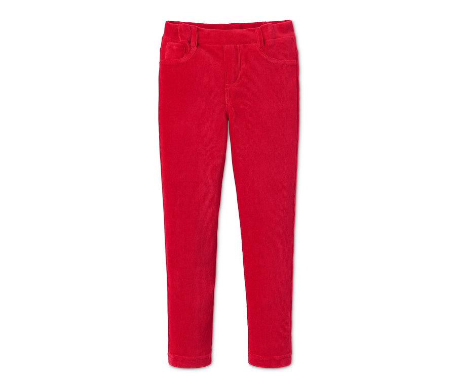 Eine rote Cordtreggings auf weißem Hintergrund.