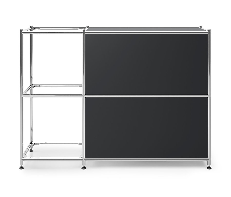 Schwarzes Sideboard Metall »CN3« mit 2 Klappenfächern.