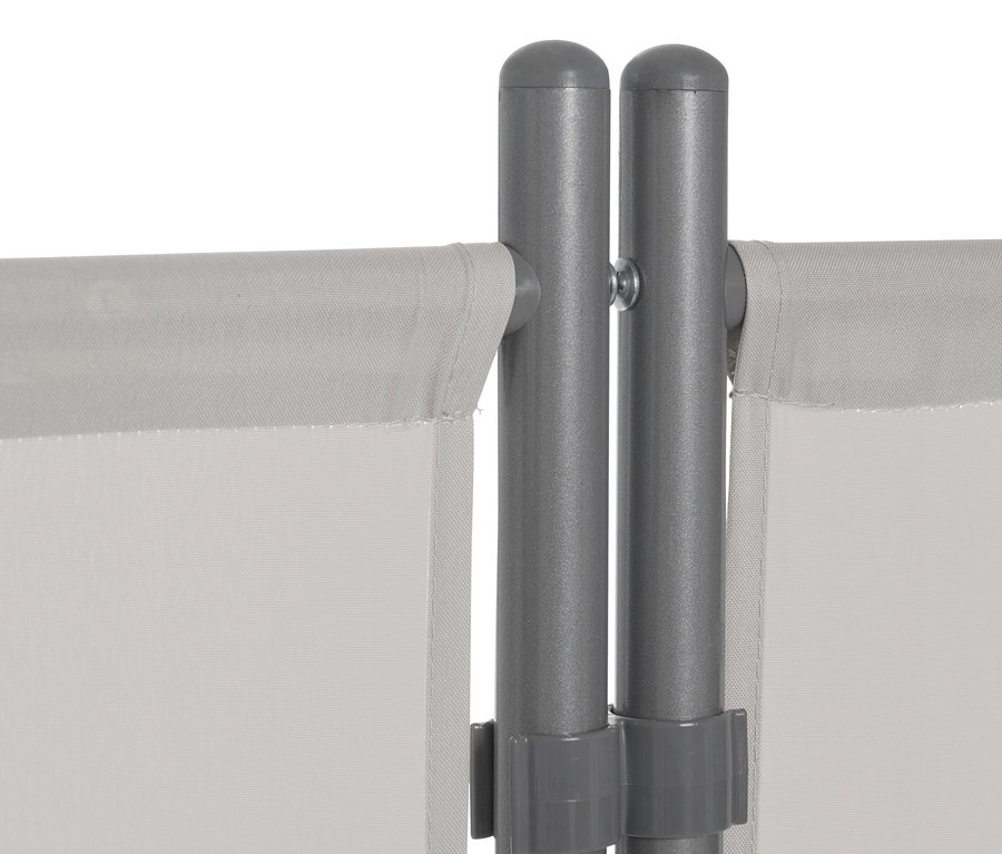 Detailaufnahme einer grauen Leco Stellwand, 3-teilig, hellgrau.