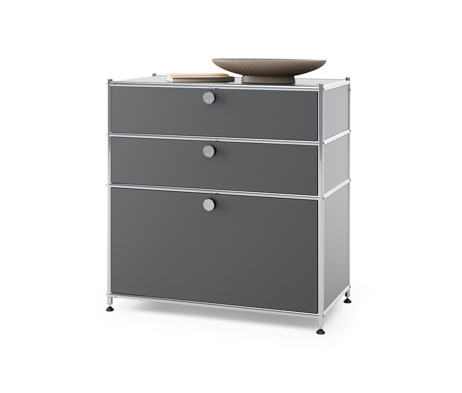 Graue Kommode Metall »CN3« mit 3 Schubladen.