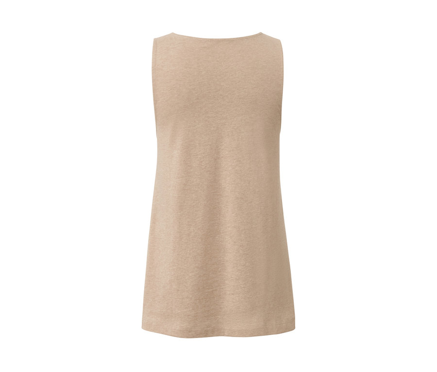 Beige meliertes Top mit Knopfleiste.